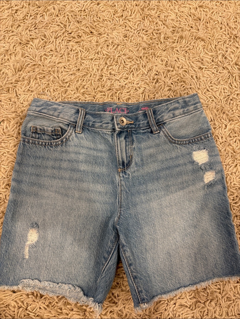 Place Girls Light Blue Distressed Denim Shorts